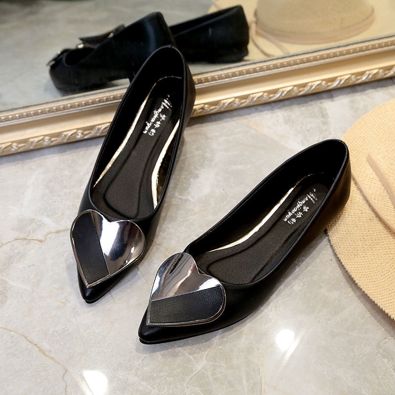 Casual Shoes Women 2022 New Korean Version Fashion Pointedflat Shoes Women's Love Decorate Office Work Shoes