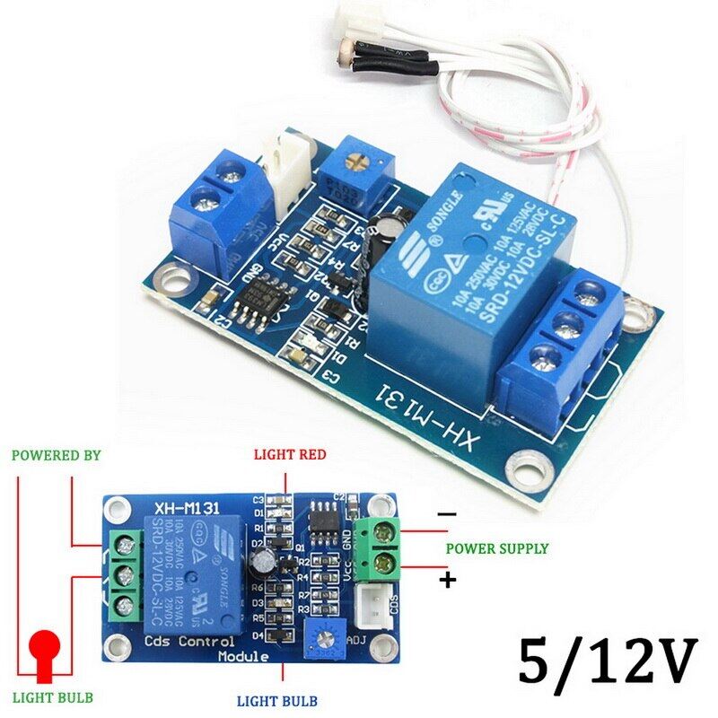 Xh-m131 Dc 12v 10a Light Control Switch Photoresistor Relay Module Detection Sensor Brightness Automatic Control Module
