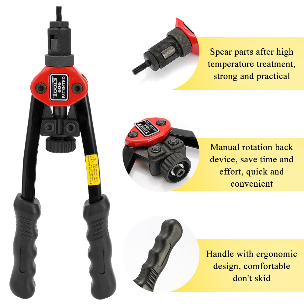 Nanwei 12in tiết kiệm lao động Máy tán đinh cầm tay BT-606 đôi chèn Hướng dẫn sử dụng đinh tán Máy riveting công cụ với các loại hạt