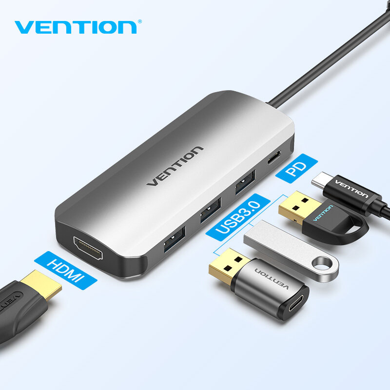 Vention USB C HUB Type-C to 4K HDMI RJ45 VGA USB 3.0 HUB Dock for MacBook Pro Huawei Mate 30 USB-C 3.1 Splitter Port USB-C HUB