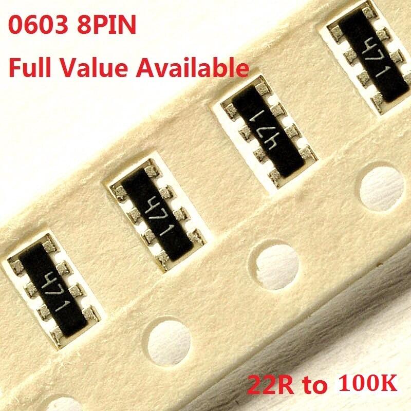 100 un 8 Pines 4K7 4.7K Ohm 472 0603 8P4R SMD resistor de 4 filas de las redes 100 un 8 Pines 4K7 4.7K Ohm 472 0603 8P4R SMD resistor de 4 filas de las redes