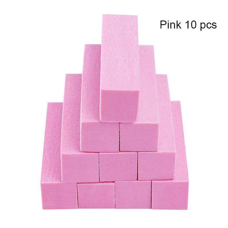 BORN PRETTY 10Pcs/Set Purple White Pink Nail File Buffer Block Sanding Nail Art Sanding Buffing Tools Polishing Sponge Fingernail Toe Buffing Grinding Nail Tools
