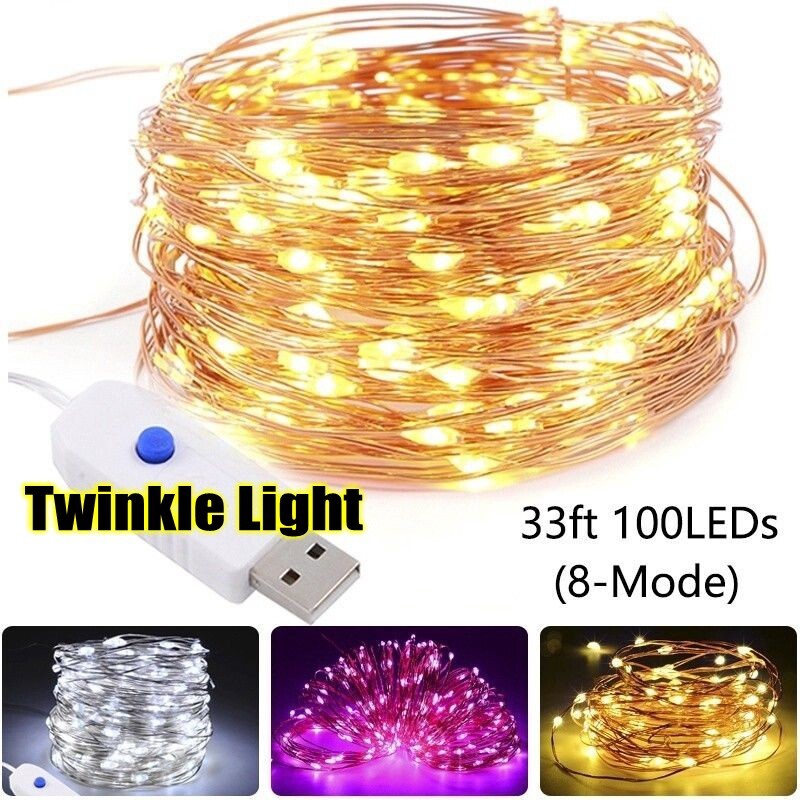 5/10M 50/100Led USB Copper Wire RGB Fairy String Light With Remote Control