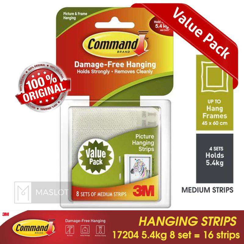 3M Command 17204 5.4kg 8 SETS =16 Strips Value Pack Medium Picture Hanging Frame