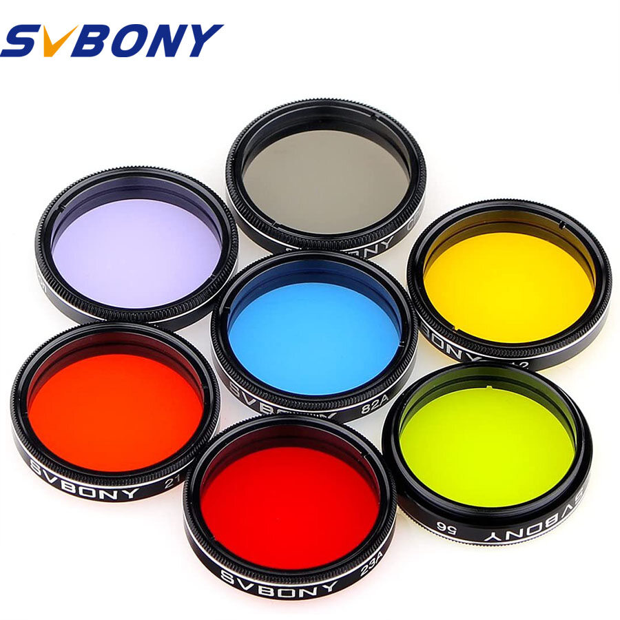 SVBONY Telescope Filter 1.25 inches Moon Filter CPL Filter Five Color Filters Kit 7pcs Filters Set for Enhance Lunar Planetary Views Reduces Light Pollution