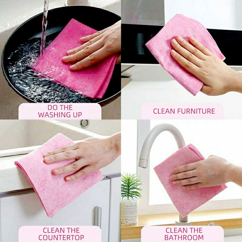 Houseeker 3 Miếng Vải Làm Sạch Vỏ Dừa Huyền Diệu, Khăn Lau Đĩa Vi Sợi Miếng Vải Thấm Hút Cho Nhà Bếp