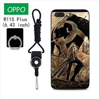 Untuk OPPO R11S Plus Case Telepon Lembut Silikon Pelindung Belakang Bergambar Casing Karet dengan Tali & Cincin 3in1 Q4 波妞