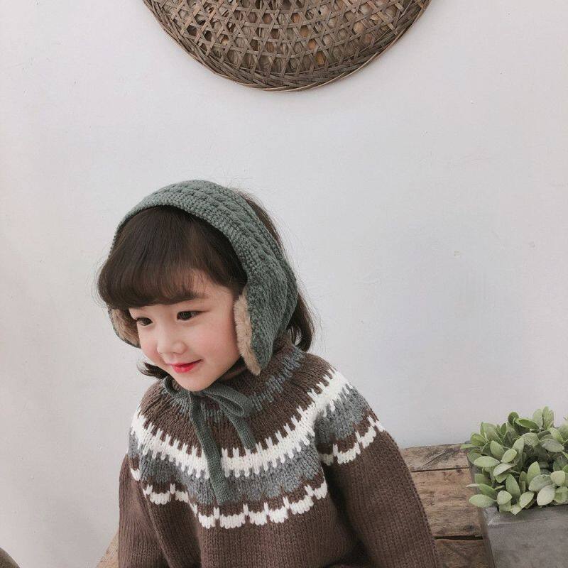 Vintage Ear Covers Ear Muffs Cute Winter Knitted Tie Earmuffs Dual Use Wool Headband