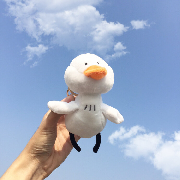 Little White Duck Keychain Cheering Duck Plush Small Pendant Vibrato With The Same Pendant Keychain Toy