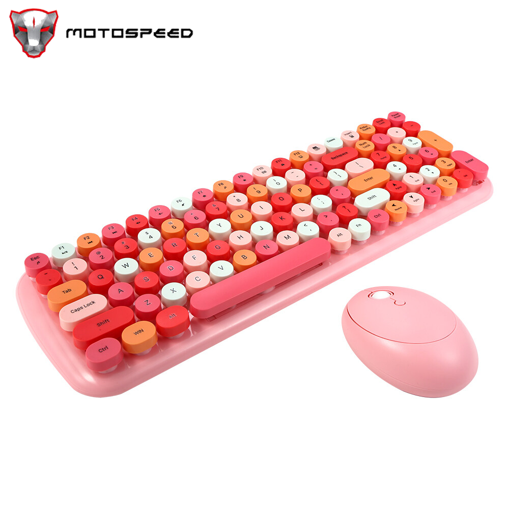 Combo Chuột Bàn Phím Không Dây MOFII Candy XR 2.4G Với Keycaps Tròn 100 Phím, Bàn Phím Màu Hỗn Hợp Chuột Công Thái Học 4 Phím