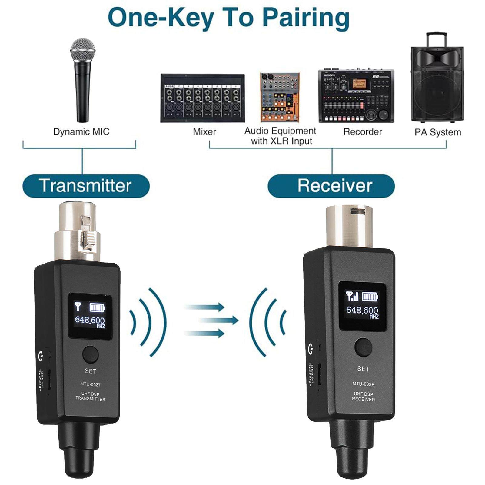 Wireless Microphone Transmitter and Receiver for Dynamic Microphone