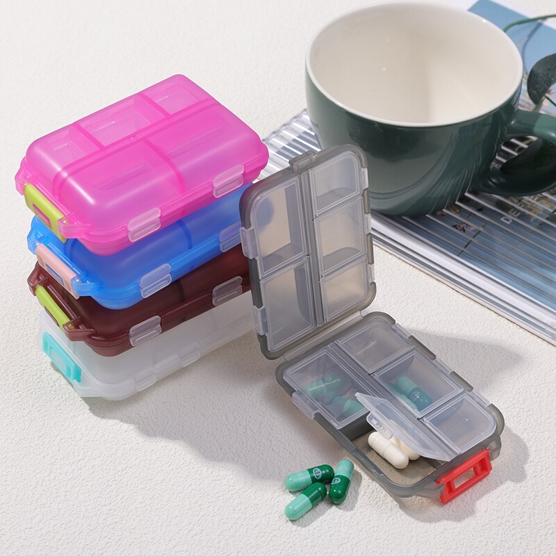 10-grid Mini Pill Storage Box Travel Portable Double-layer Folding Pill Box