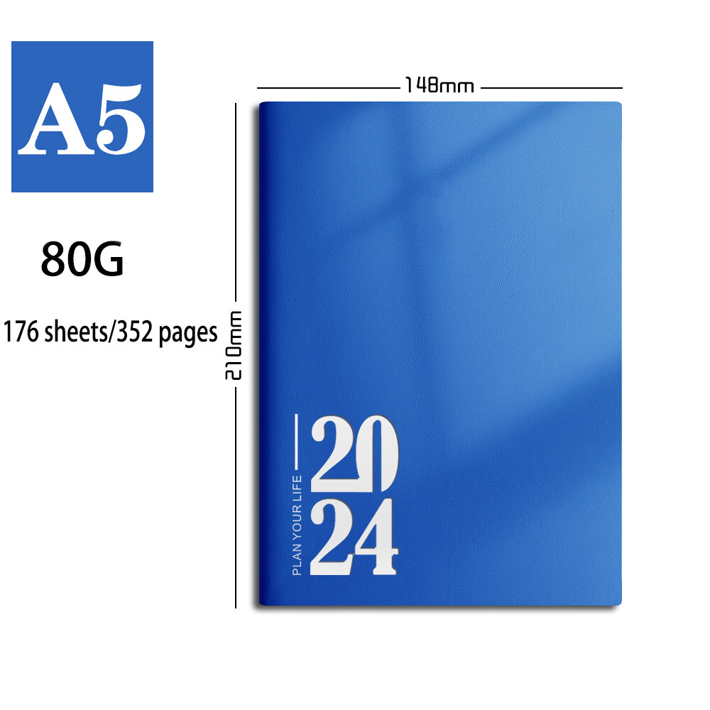 Agenda 2024 A5 Thickening English Planner Set Organizer Diary Notebook Daily Journal Stationery Notepad Calendar Sketchbook Office Note Book