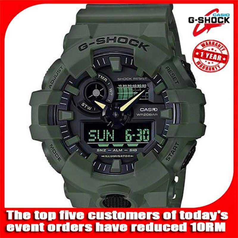 (Ready stock) Authentic Fashion G Shock Ga-700Uc-3A Military Style Mens Digital Watch Ga-700 Ga700 200M Water Resistant Shockproof and Waterproof World Time LED Auto Light Wist Sports Watches with 2 Year Warranty Malaysia