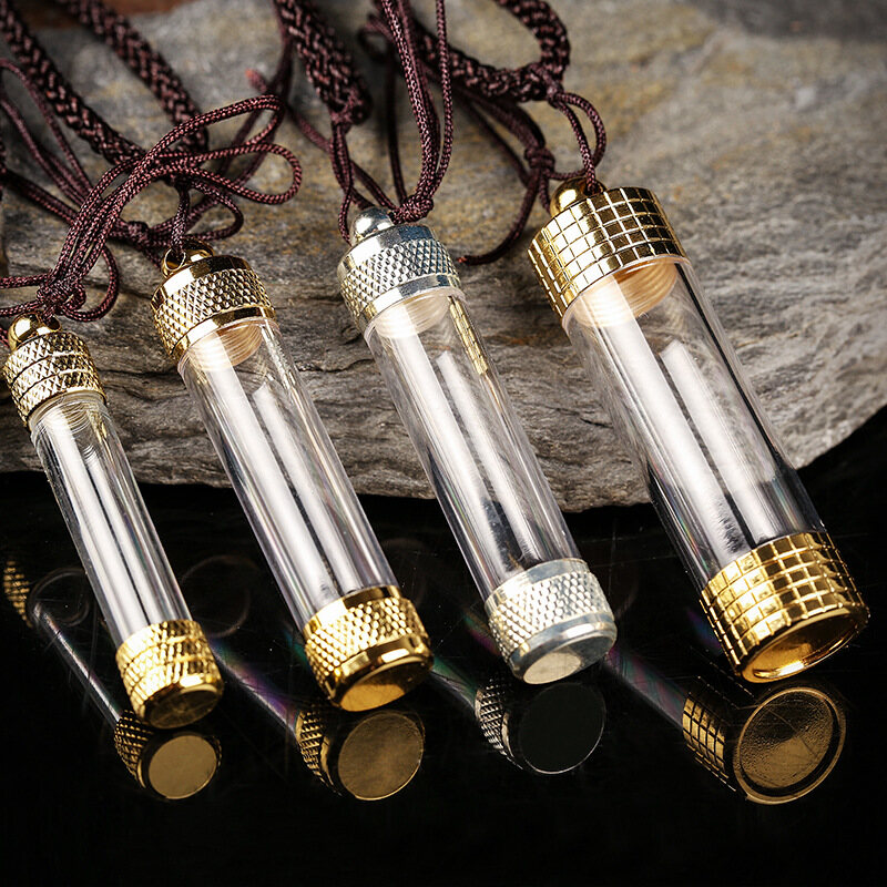 New Original Mặt Dây Chuyền Ống Hộp Gawu Chính Hãng Mặt Dây ChuyềN Chu Sa Thủy Tinh Nhỏ Trong Suốt Vòng Cổ Có Thể Mở Chai Phật Tây Tạng Nepal