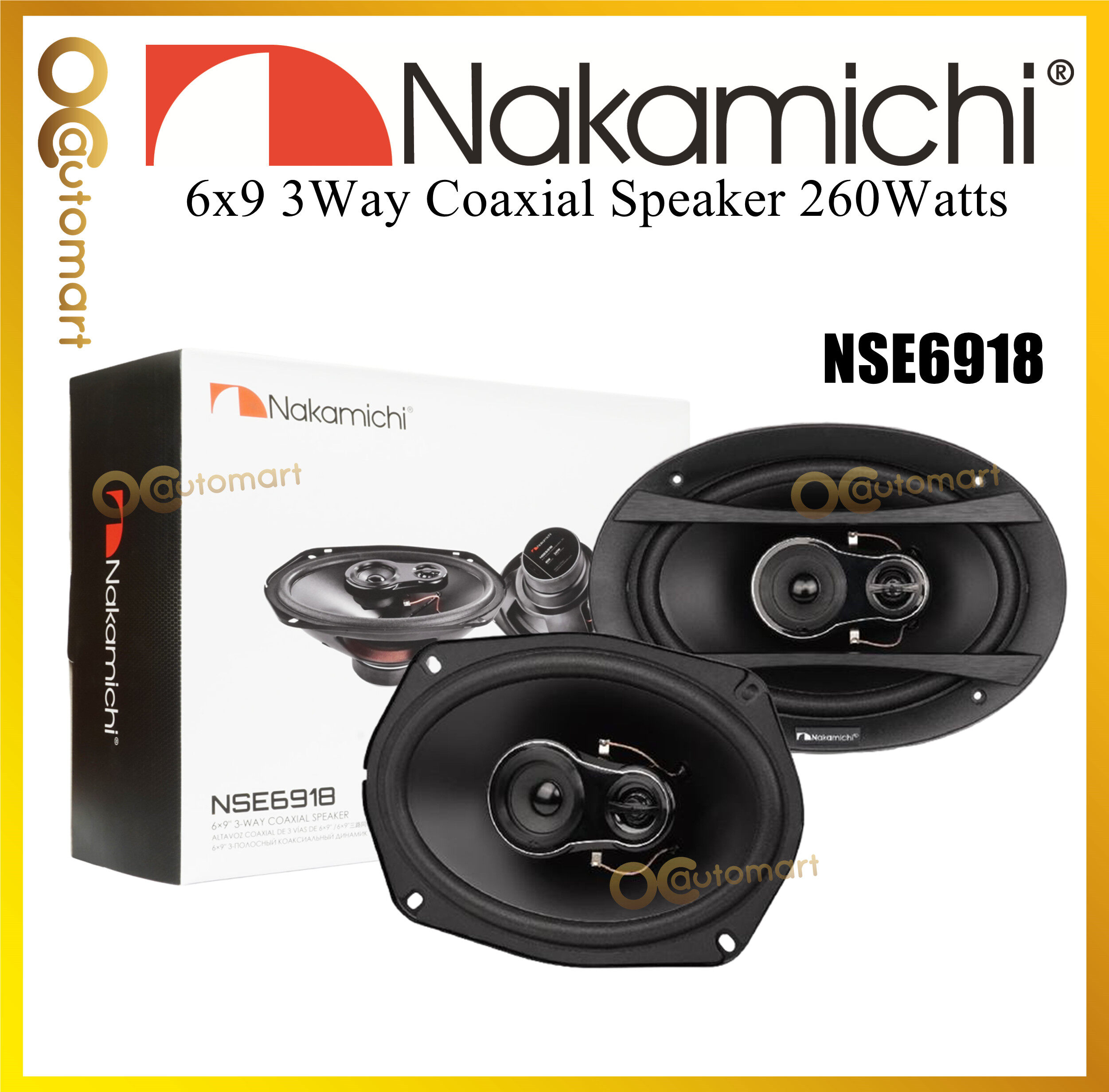 Nakamichi 6x9 3 Way Speaker NSE6918 Coaxial Speakers 260Watts Car Speaker  Speaker Bujur Kereta | Lazada