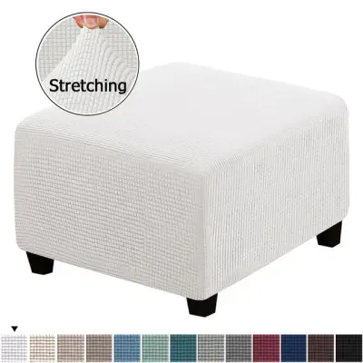 Ottoman Stool Cover Furniture Protector Covers Jacquard Elastic Square Footstool Sofa Slipcover Chair Covers