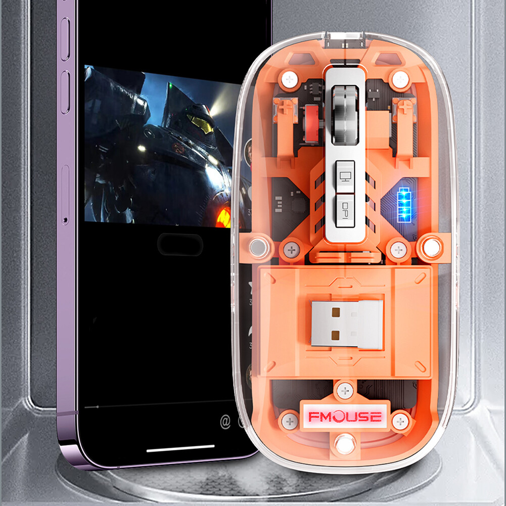 Trong Suốt Có Dây Chuột Bluetooth Không Dây Câm DPI Ánh Sáng Đầy Màu Sắc Trò Chơi Cạnh Tranh Điện Tử Chuột Văn Phòng Ba-Chế Độ Chuột