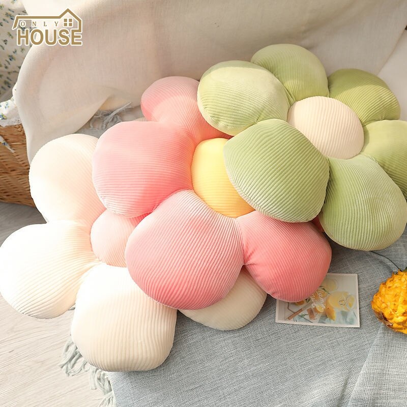 Nordic style ins creative soft plush cushion feather cotton filling flower chair cushion office cushion pillow