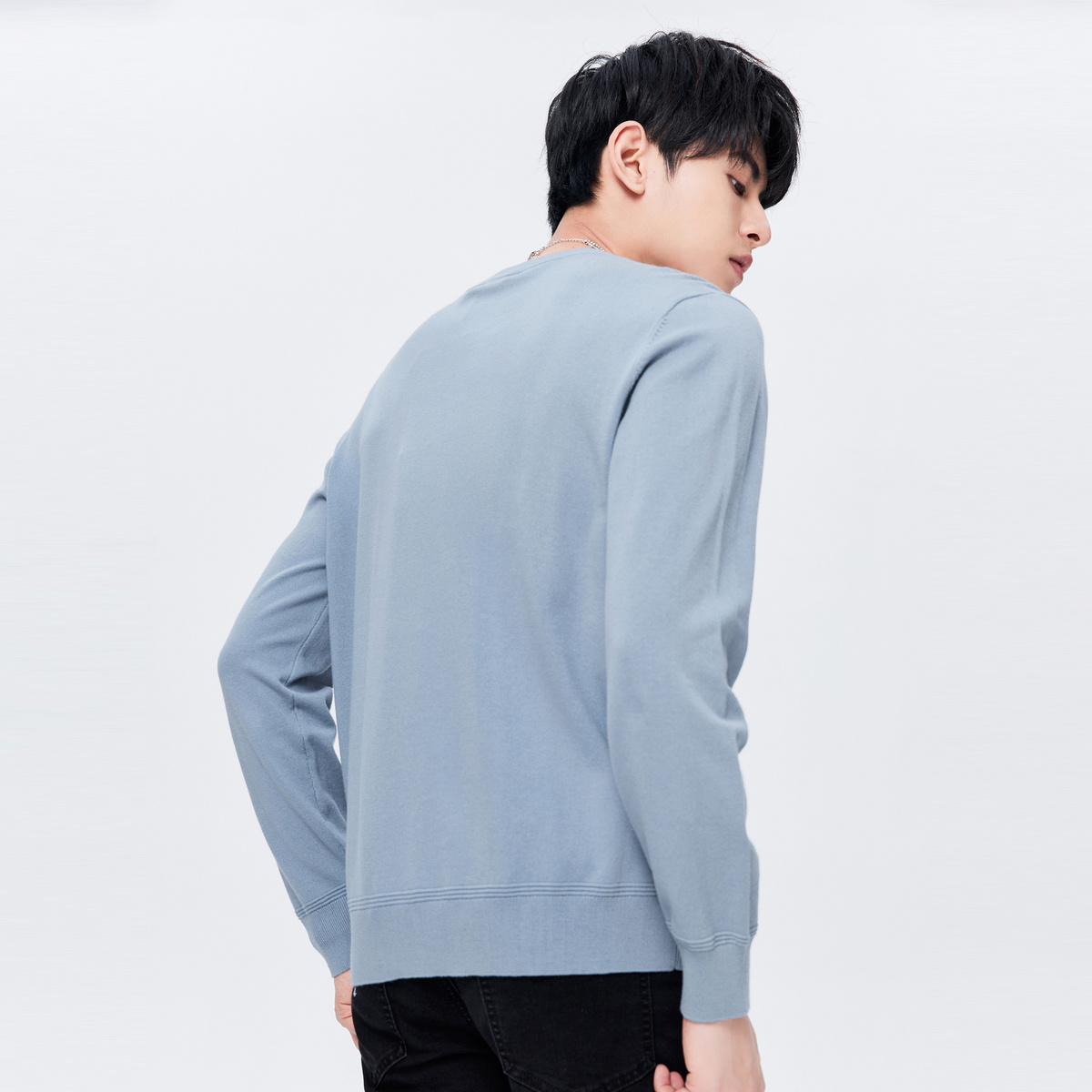 Semir Pullover Sweater for Men in Autumn Simple Solid Color Fit Comfortable Casual Versatile Sweater