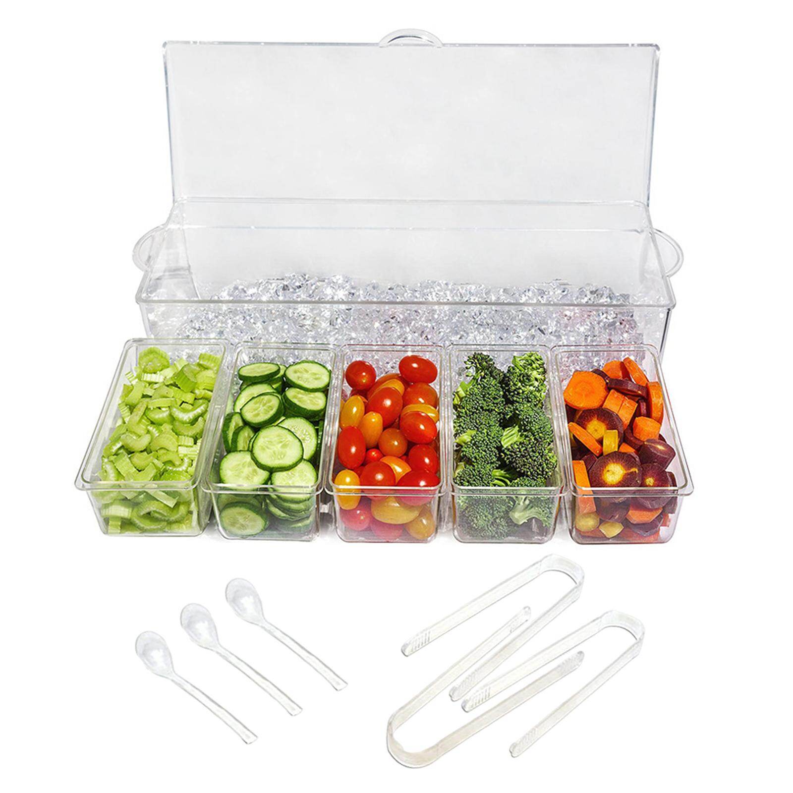 Wander Cloudly Chilled Serving Tray Acrylic Appetizer Serving Tray Serving Platter Dish Container Kitchen Clear Chilled Condiment Server for Shrimp Fruits