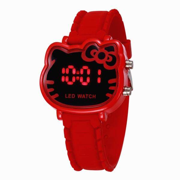 YB1157 Jam Tangan Hello Kitty Wanita LED Digital Jam Tangan Kartun Anak Gadis Kasual Wanita Jam Fwki 02