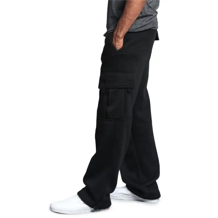 mens fleece cargo pants with pockets