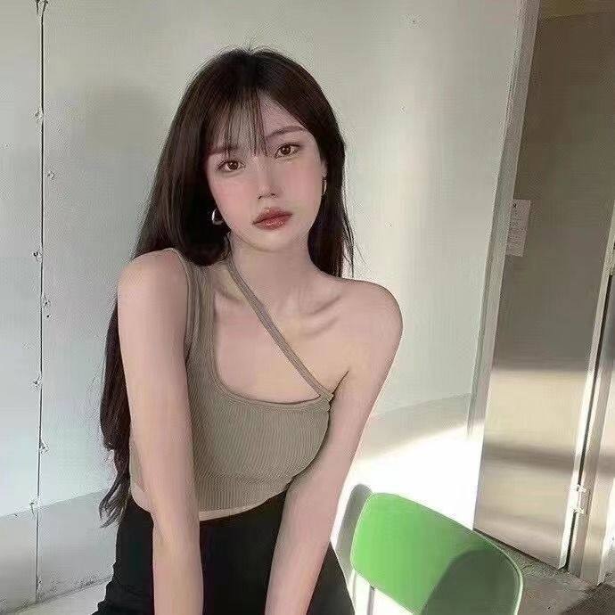 Camisole Vest Women's Chest Pad Outside Wear Slanted Shoulder Top