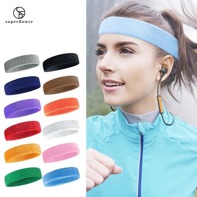 SUPERFLOWER Sports Headband Breathable Sweat Absorbent Towel Sweat Guide Belt Running Fiess Dance_voghion.com