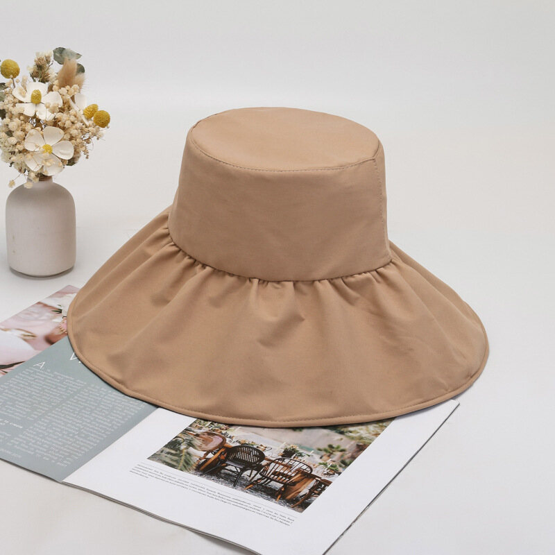 Double Sided Bucket Hat Women Spring Summer Sun Visor Fisherman Cap Female Soft Big Eaves Wide-Brimmed Hat Outdoor Foldable Hat