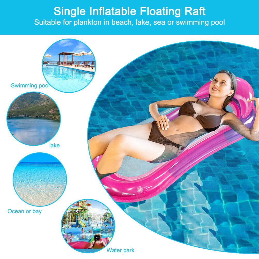 PVC Inflatable Hammock Bed Foldable Water Floating Bed Leak Proof Nozzle Durable Waterproof Wear Resistant Swimming Pool Accessories