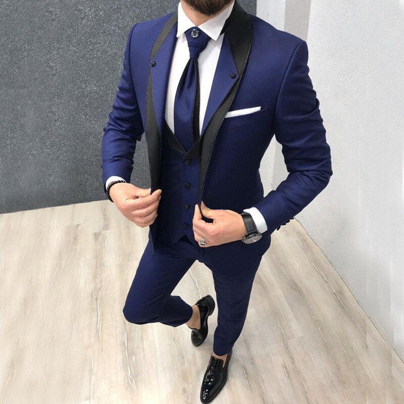 blue slim suit