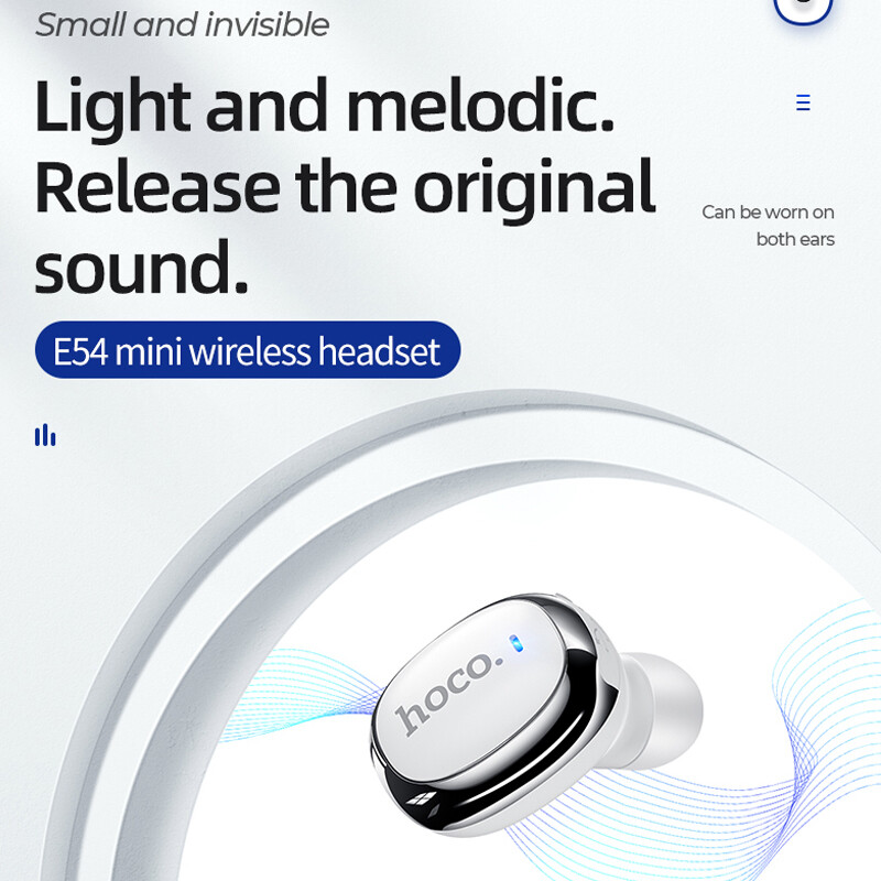 HOCO 100% Original Universal  E54 Mini Bluetooth Single Earphone Bluetooth 5.0 for iphone 12 Samsung Vivo oppo