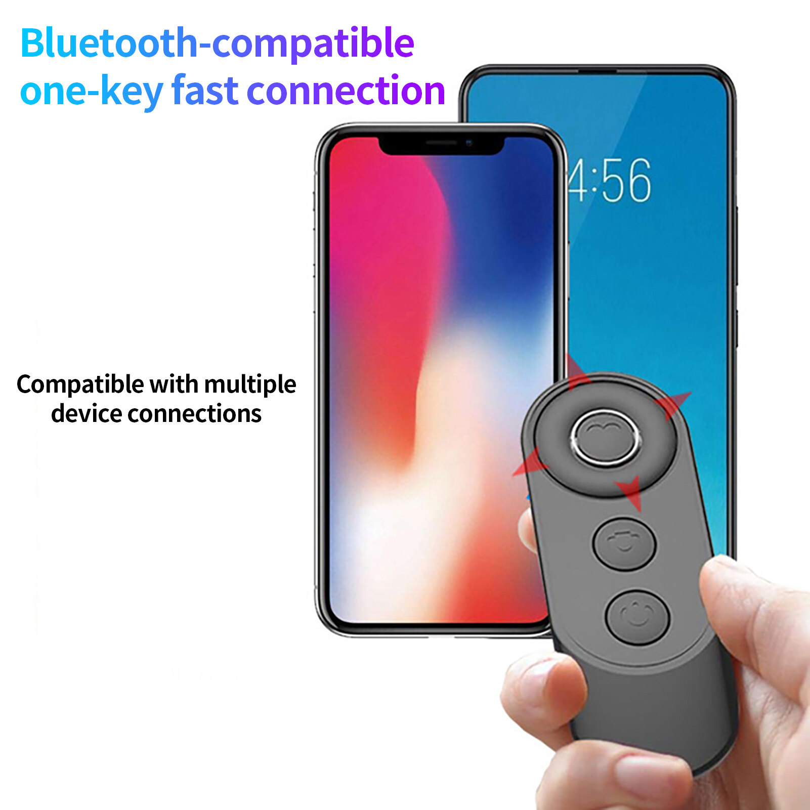 Wireless Remote Control Multi-function Hands-free Quick Response Long Distance Energy-saving Self-timer Control Mini Bluetooth-compatible Selfie Smart Remote Shutter for Photography Intelligent Remote Shutter