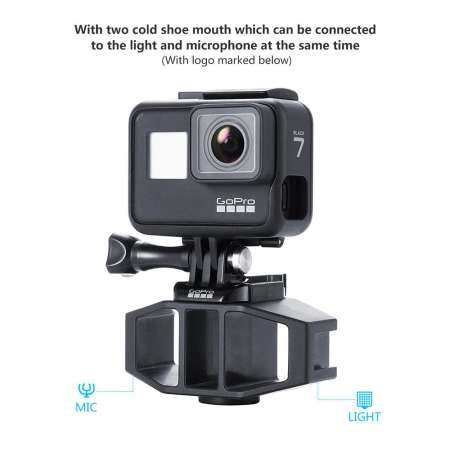 VIJIM GP-1 GoPro Vlogging การตั้งค่าวงเล็บ 2 รองเท้าที่เสียบไมโครโฟนอะแดปเตอร์ขาตั้งกล้องสำหรับ GoPro HERO 7 6 5 SJCAM EKEN กล้อง Yi 4 K