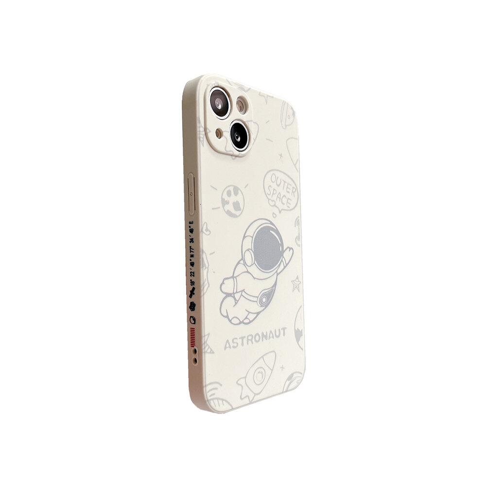 Side silicone soft case for iphone 11 12 13 pro max casing 6 7 8 plus xr xs max back cover for boy girl cute cartoon comic astronaut couple shockproof mobile phone case