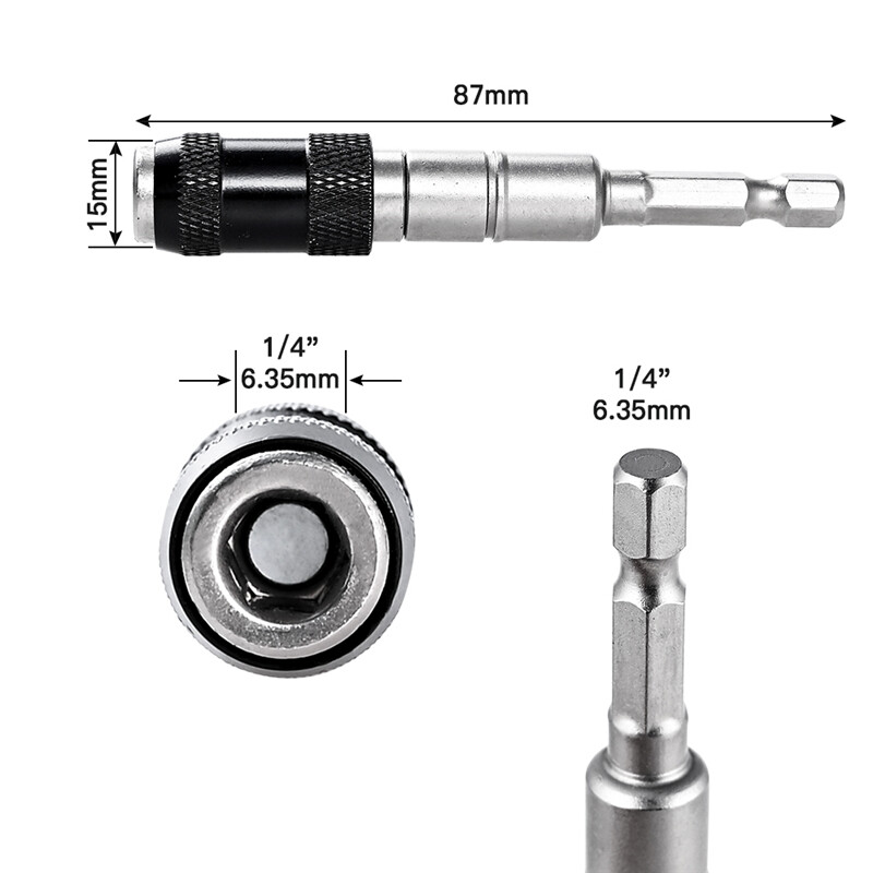 Magnetic Screw Drill Tip Adjustable Pivot Screwdriver Bit Holder 1/4" Hex Shank Electric Quick Change Locking Guide Drill Extensions Adapter