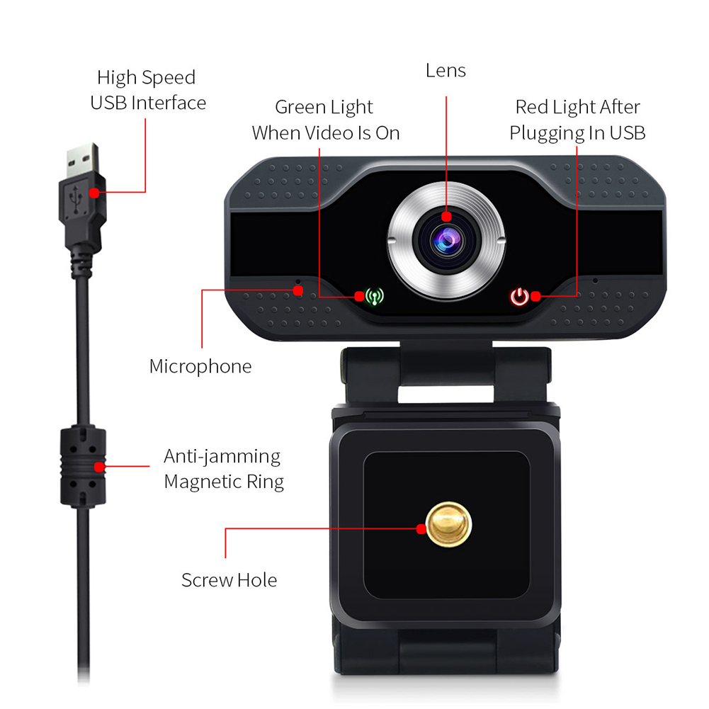 Webcam Camera Web HD 1080P Quay Video Cắm Và Phát USB Cho Máy Tính Xách Tay