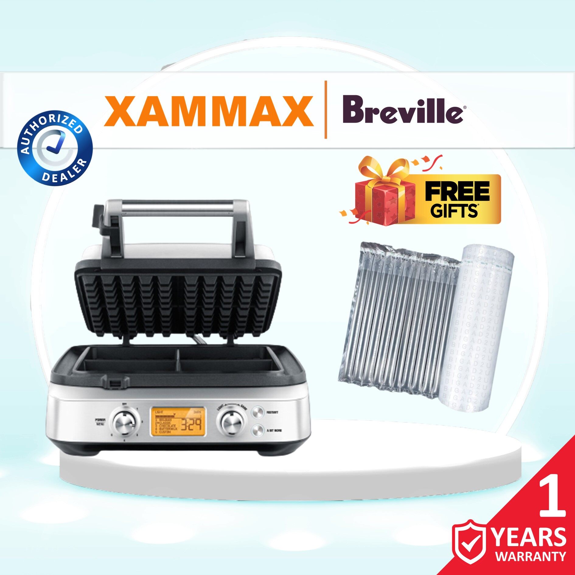 Breville BWM640 the Smart Waffle™ Pro 4 Slice / NonStick Waffle