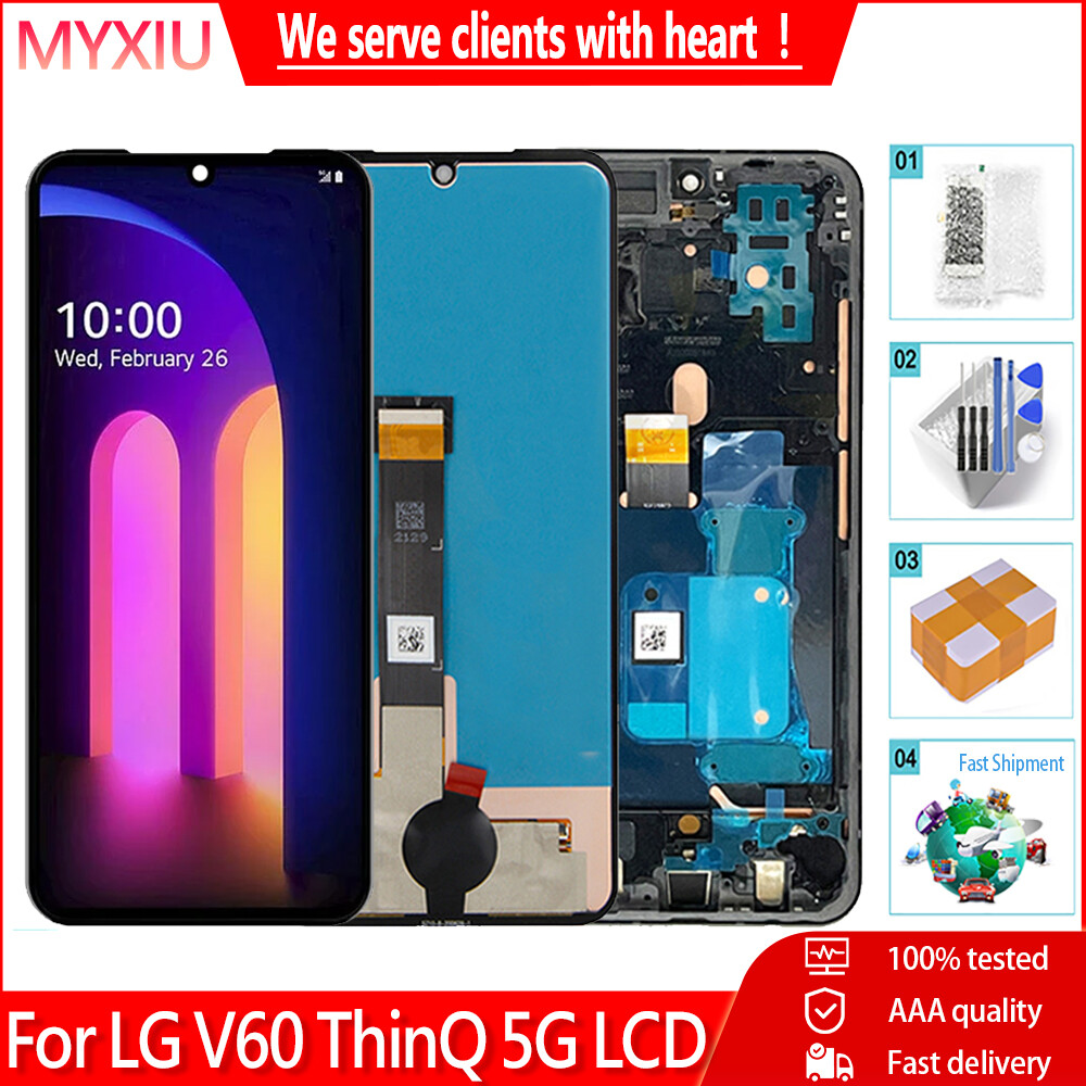 Myxiu original for lg v60 thinq 5g lcd display touch screen digitizer assembly replacement for lg v60 a001lg lm-v600 lcd with frame