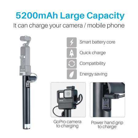 Ulanzi BG-1 Power มือจับ 5200mAh Po-werbank Handgrip EXTENSION กริปมือจับสำหรับ DJI OSMO กระเป๋าตัวยึดกล้องสำหรับ Go- pro HERO ชุดกล้องถ่ายภาพสำหรับสมาร์ทโฟน