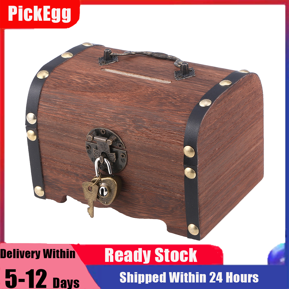 PickEgg Vintage Treasure Storage Box Piggy Bank Organizer Saving Box Case  with Lock for Home | Lazada PH