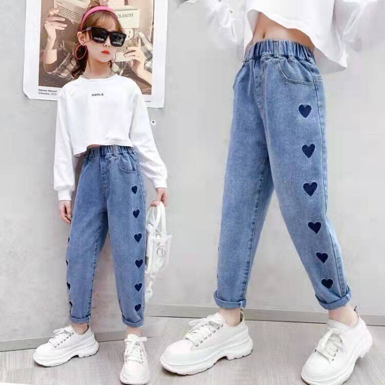 (Ready Stock) Boy Girl Jeans Child Kids Long Pants Jean Seluar Trouser Ripped Jeans