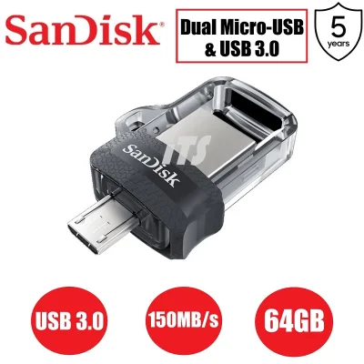 Sandisk Ultra Dual Drive M3.0 Micro USB OTG Flash Drive (64GB)