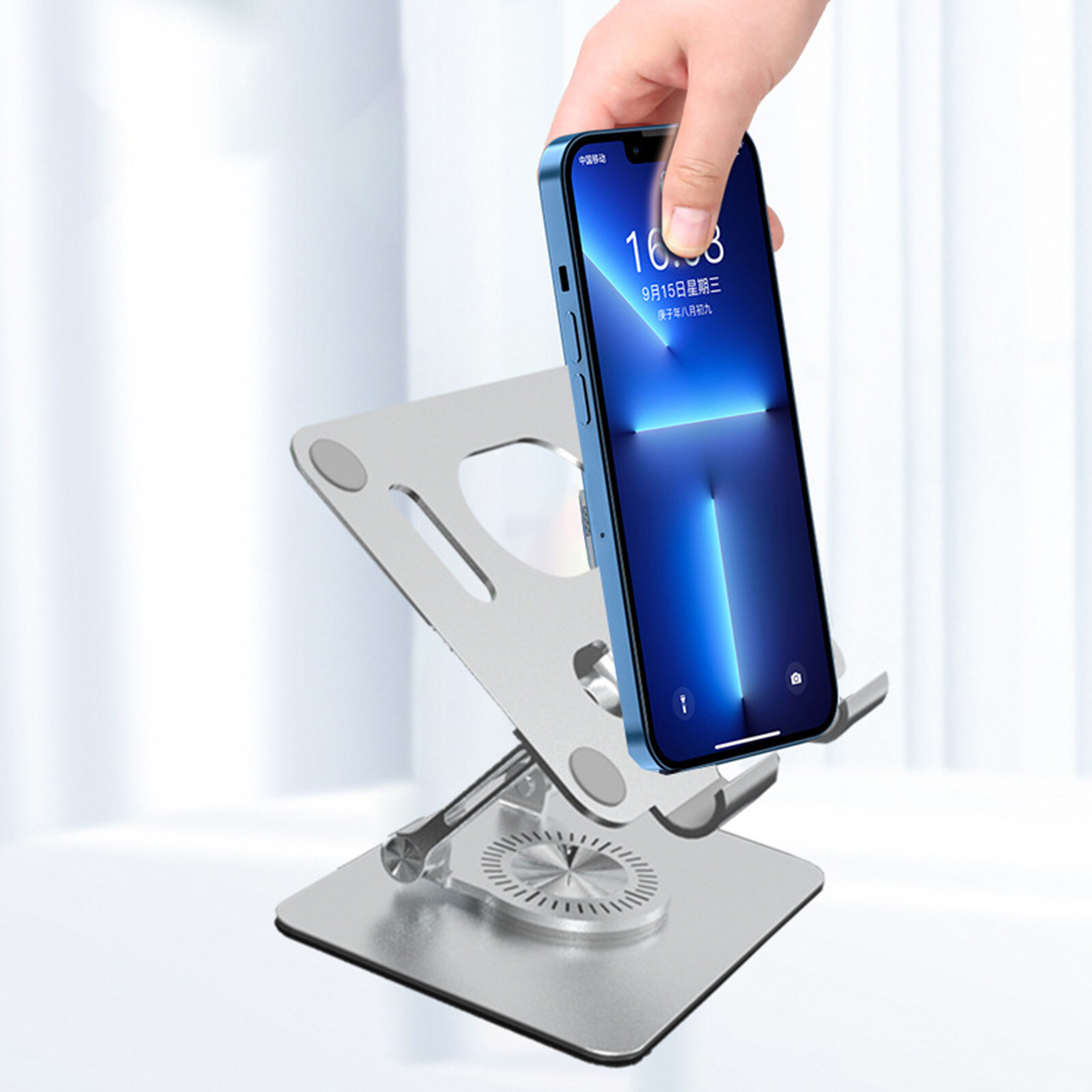 Large Storage Tablet Stand Universal Foldable 360 Degree Rotating Height Adjustable Non-slip Support Portable Tablet Holder Desktop Bracket Home Use Sturdy Tablet Holder