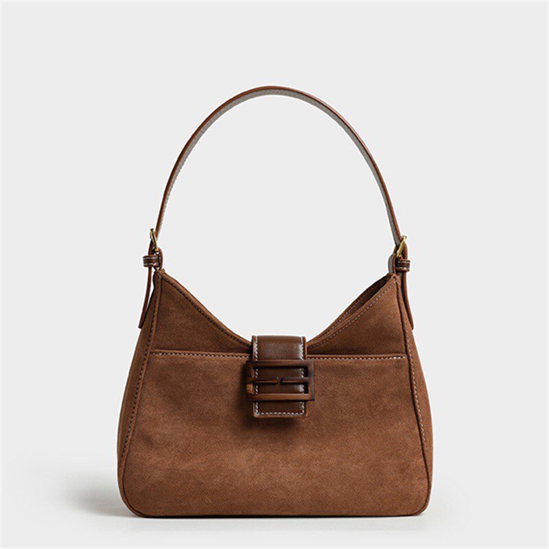 IELGY underarm soft surface one-shoulder high-quality texture black frosted suede portable retro Women's bags
