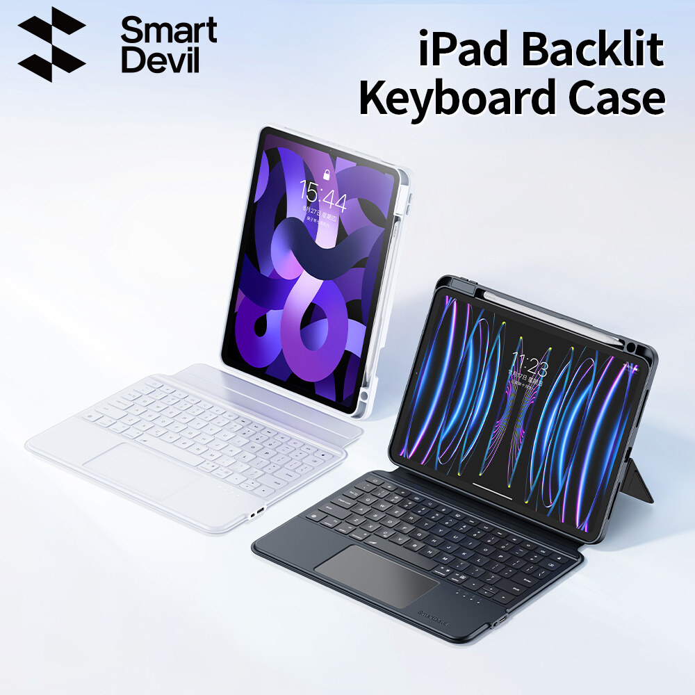 Smartdevil backlit keyboard case with trackpad for ipad pro 11 inch ipad pro 12.9 inch（3rd / 4th / 5th gen）ipad air 5 air 4 air 3 ipad mini 6 ipad 10th / 9th / 8th / 7th gen 10.9 / 10.2 / 10.5 / 8.3 inch magnetic ipad case