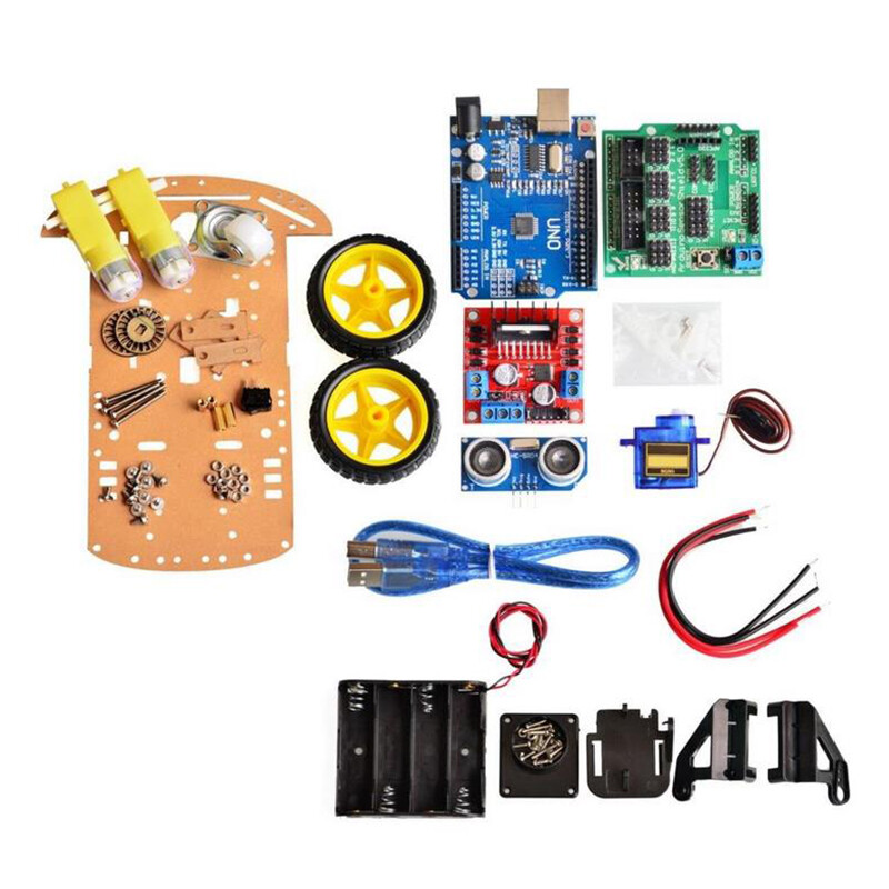 New Avoidance tracking Motor Smart Robot Car Chassis Kit Speed Encoder Battery Box 2WD Ultrasonic module For Arduino kit