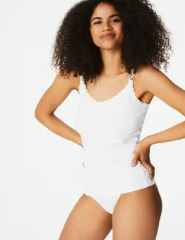 M S Cotton Rich Lace Trim Vest Buy Sell Online Camisoles Slips With Cheap Price Lazada Singapore