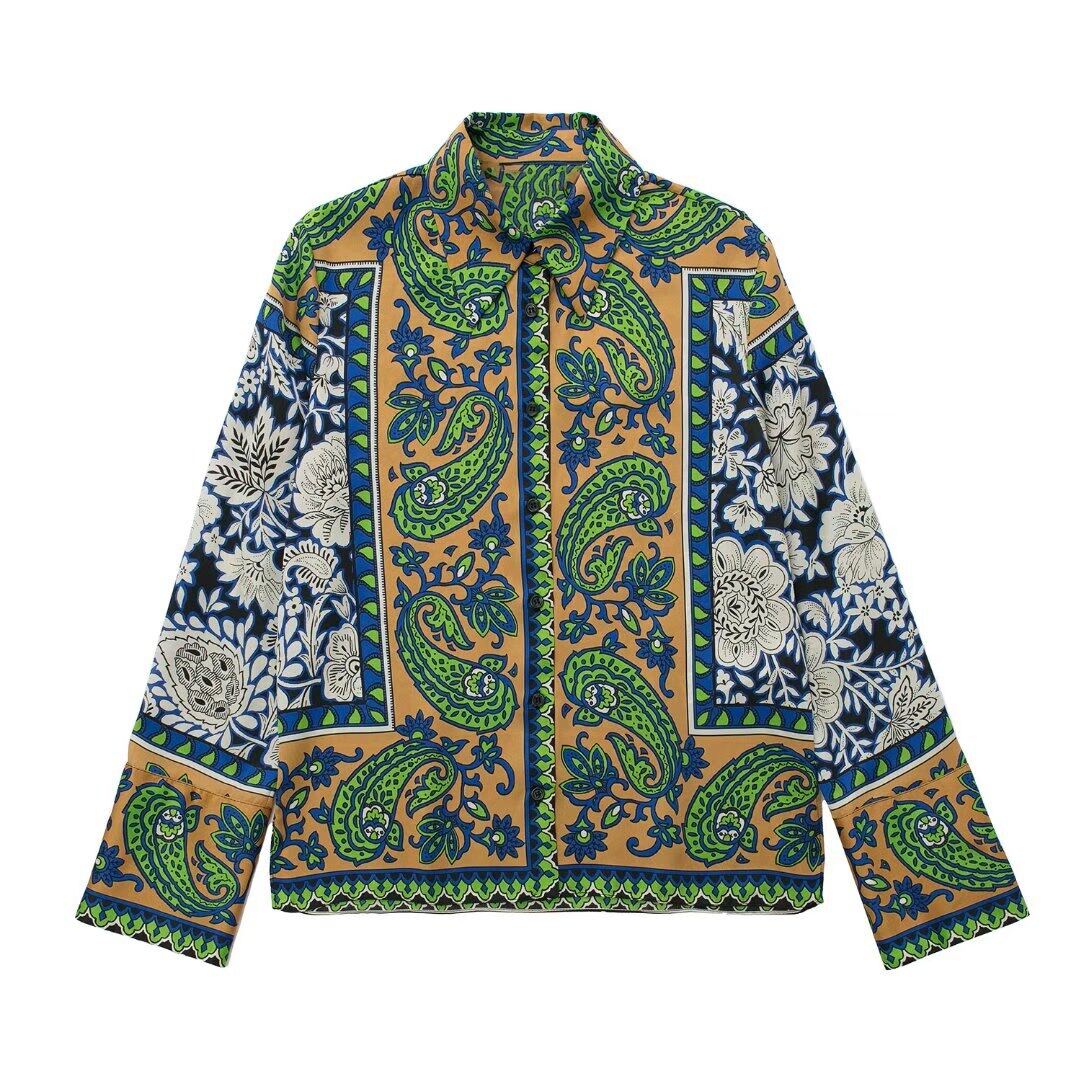 Willshela Women Fashion Printed Two Piece Sets Shirt Blouse And Straight Leg Trousers Chic Elegant Female Spring Summer Casual Vintage Outfits Pants Sets